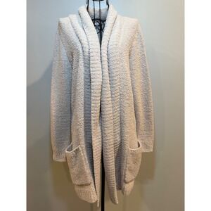 Charlie Paige Cozychic Lite Long Cardigan Shawl Collar Cream Oatmeal Womens